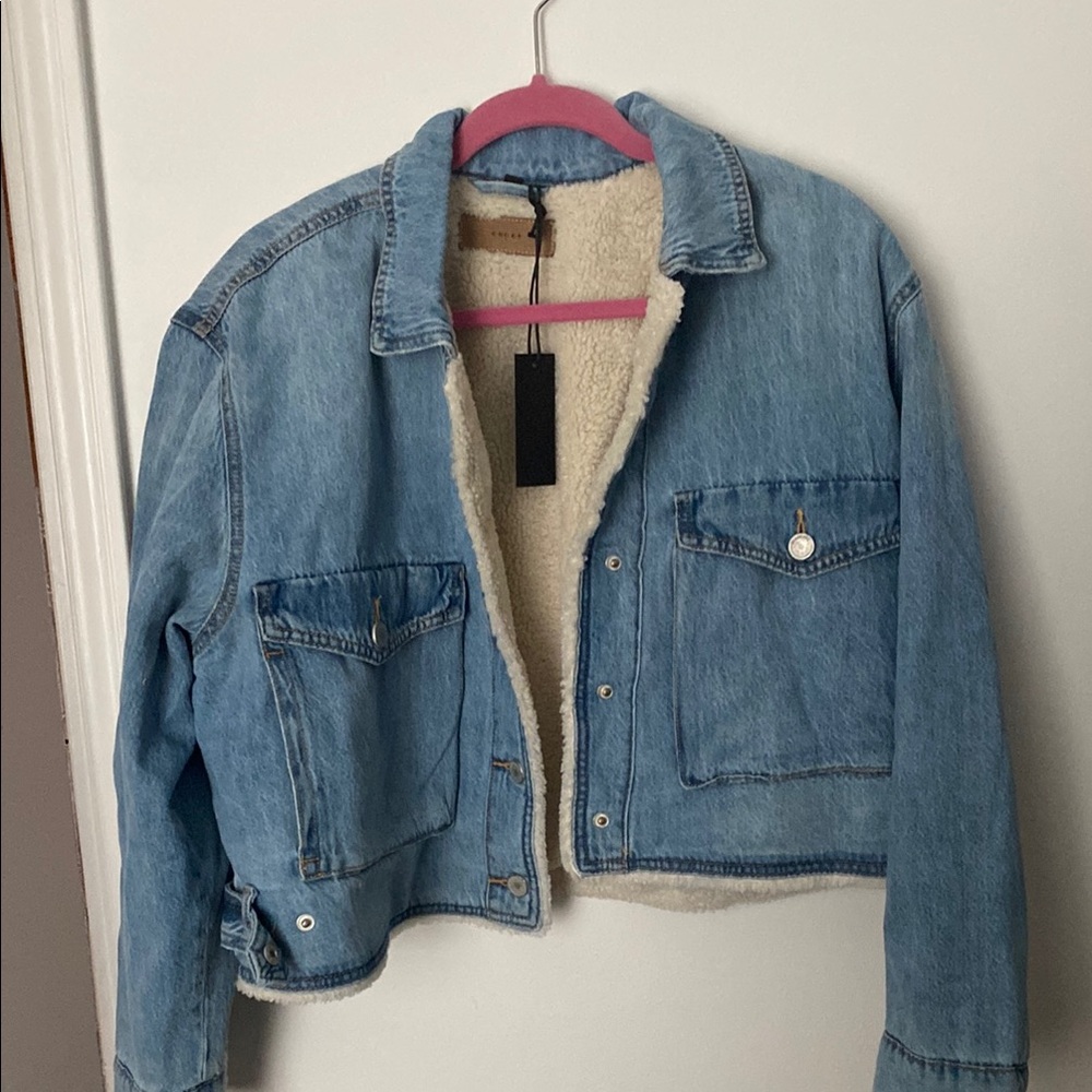 Blank NYC Blue Jean Jacket with Cream Lining